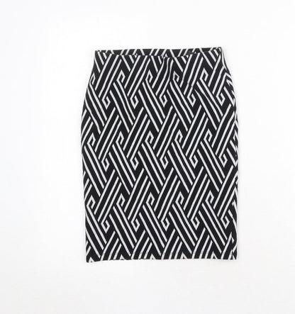 Divided by H&M Womens Black Geometric Cotton Straight & Pencil Skirt Size XS