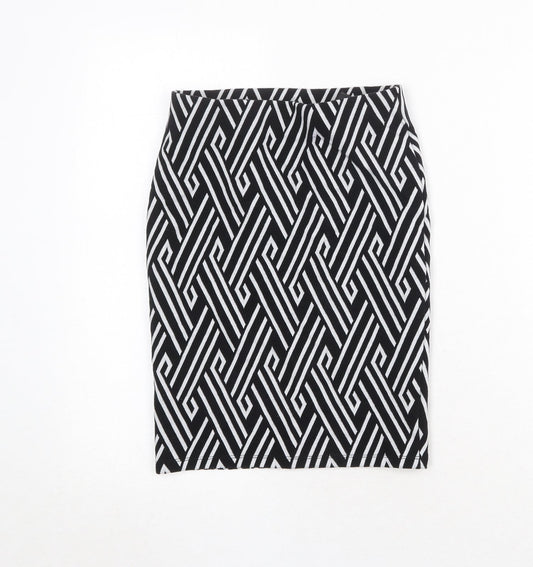 Divided by H&M Womens Black Geometric Cotton Straight & Pencil Skirt Size XS