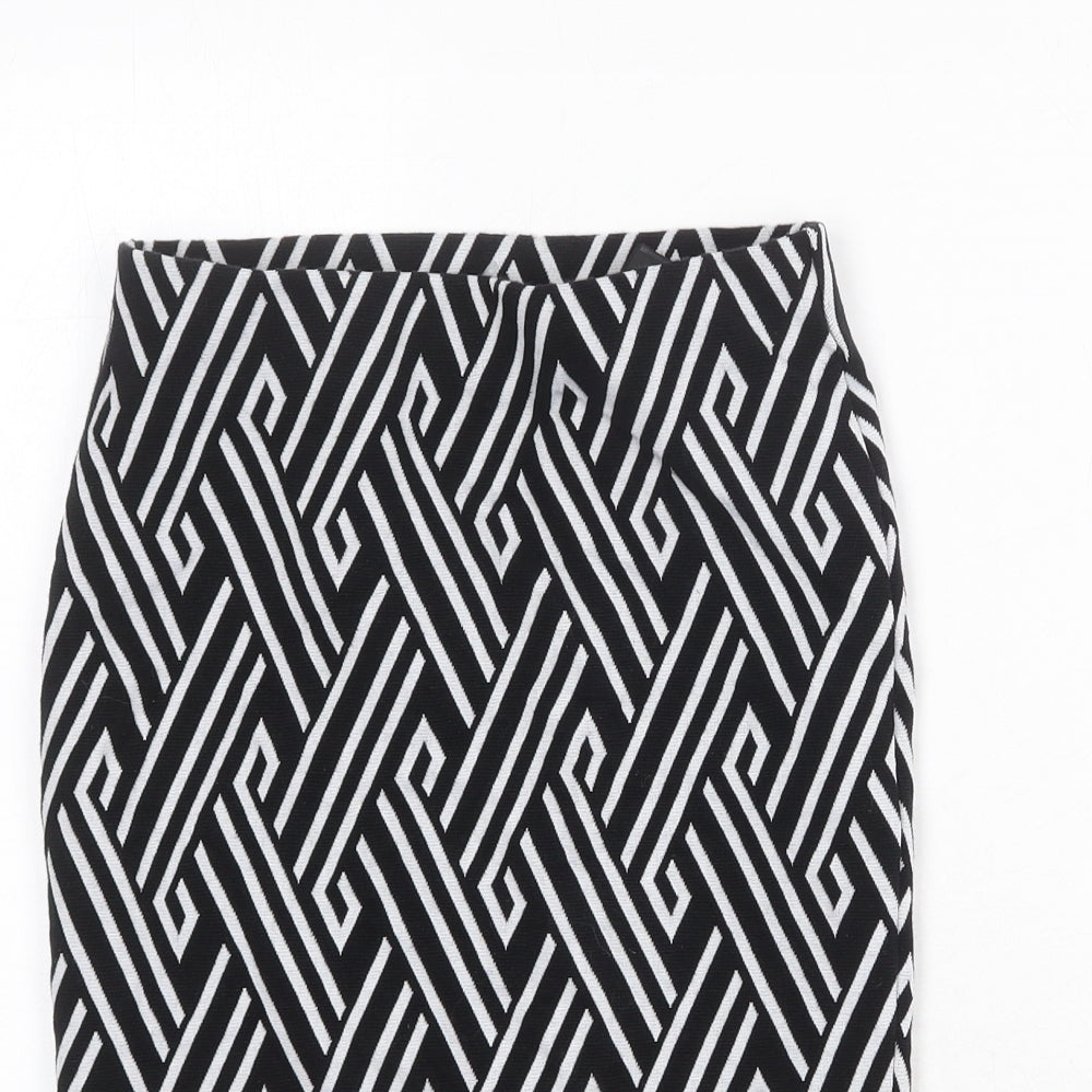 Divided by H&M Womens Black Geometric Cotton Straight & Pencil Skirt Size XS