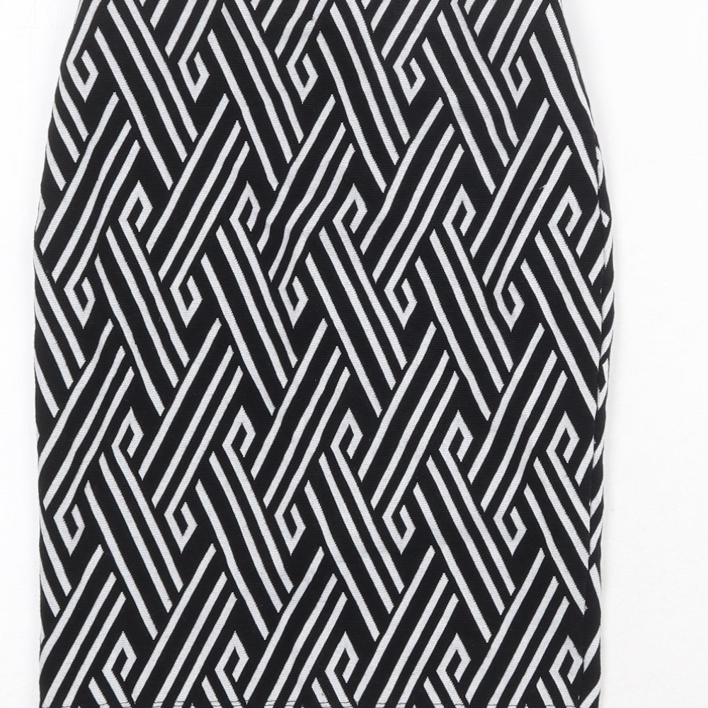 Divided by H&M Womens Black Geometric Cotton Straight & Pencil Skirt Size XS