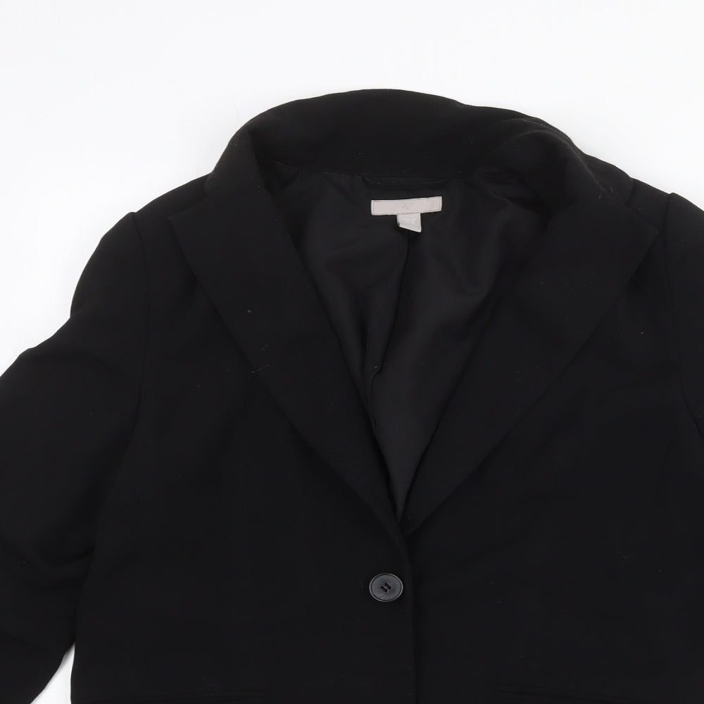H&M Womens Black Polyester Jacket Blazer Size XS