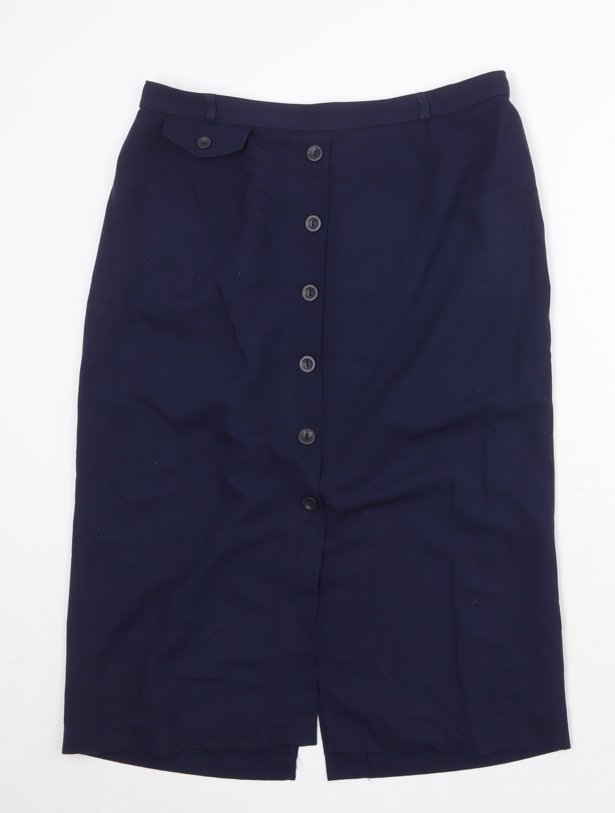 Berkertex Womens Blue Polyester A-Line Skirt Size 32 in Button