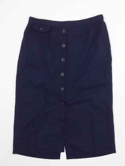 Berkertex Womens Blue Polyester A-Line Skirt Size 32 in Button