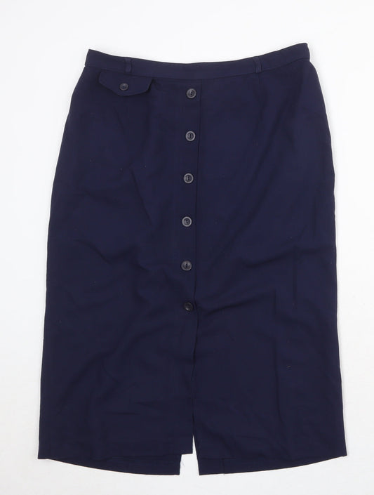 Berkertex Womens Blue Polyester A-Line Skirt Size 32 in Button