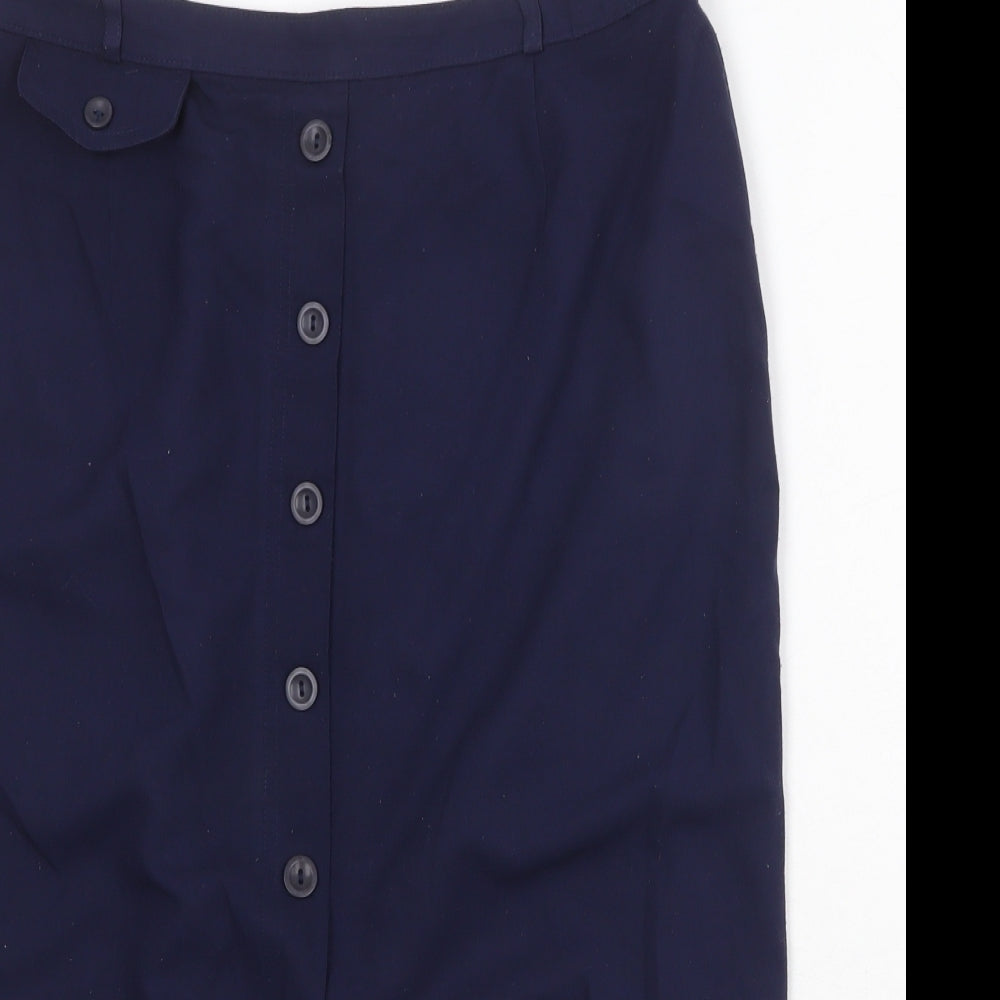 Berkertex Womens Blue Polyester A-Line Skirt Size 32 in Button