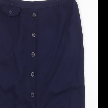 Berkertex Womens Blue Polyester A-Line Skirt Size 32 in Button