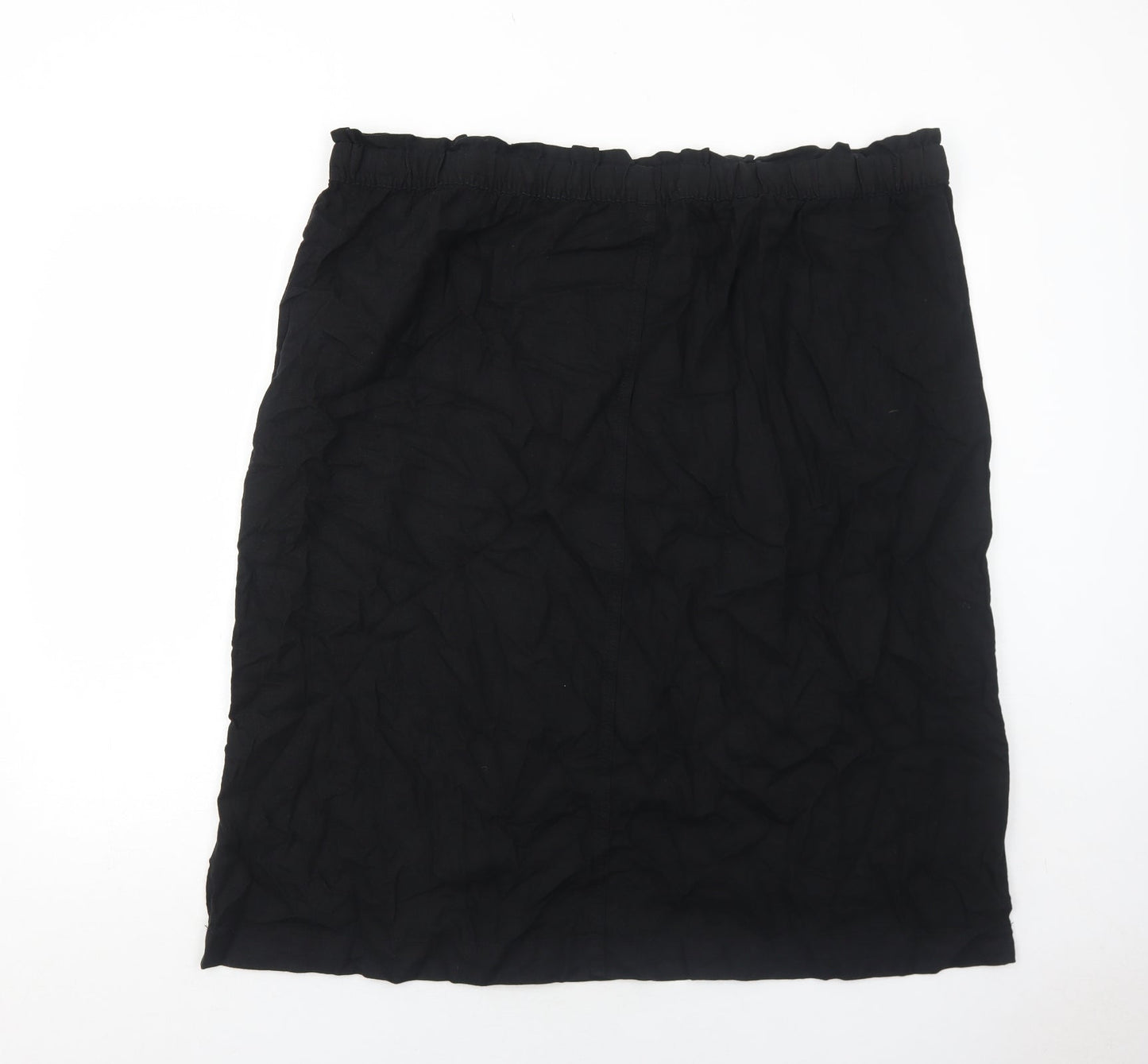 Marks and Spencer Womens Black Linen A-Line Skirt Size 24 Drawstring