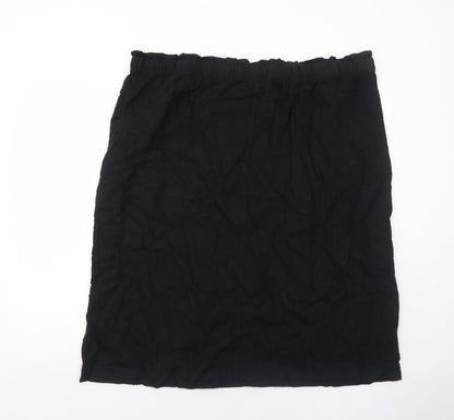 Marks and Spencer Womens Black Linen A-Line Skirt Size 24 Drawstring
