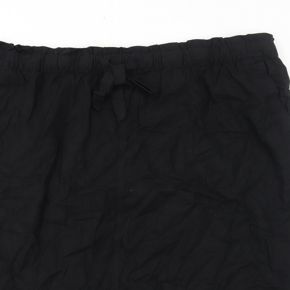 Marks and Spencer Womens Black Linen A-Line Skirt Size 24 Drawstring