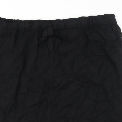 Marks and Spencer Womens Black Linen A-Line Skirt Size 24 Drawstring