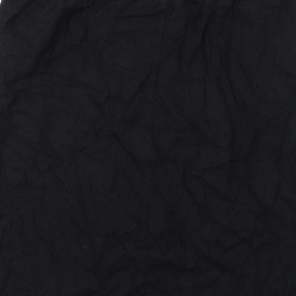 Marks and Spencer Womens Black Linen A-Line Skirt Size 24 Drawstring