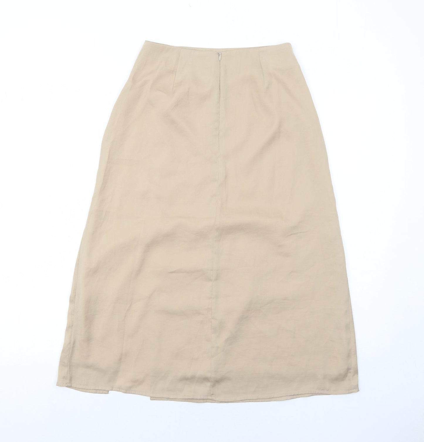 Marks and Spencer Womens Beige Polyester Swing Skirt Size 6 Zip