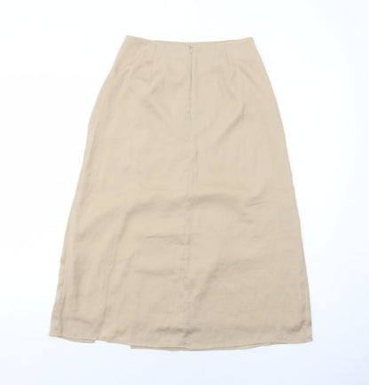 Marks and Spencer Womens Beige Polyester Swing Skirt Size 6 Zip