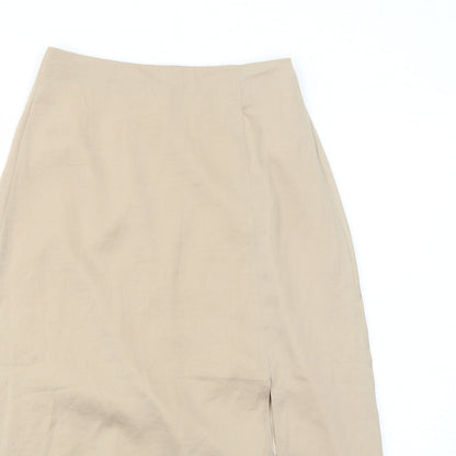 Marks and Spencer Womens Beige Polyester Swing Skirt Size 6 Zip