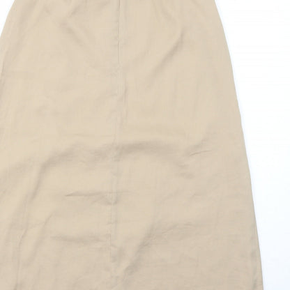 Marks and Spencer Womens Beige Polyester Swing Skirt Size 6 Zip