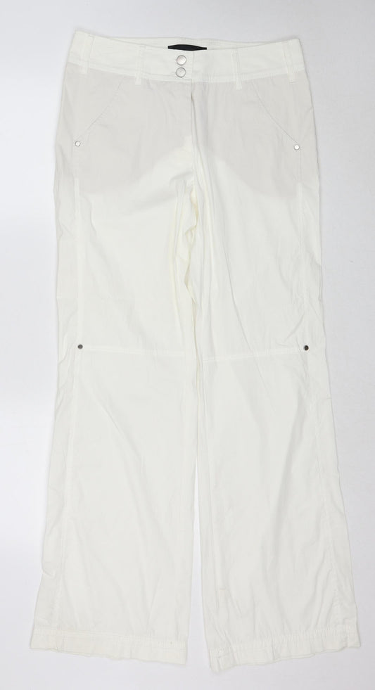 BRAX Womens White Cotton Trousers Size 14 Regular Zip