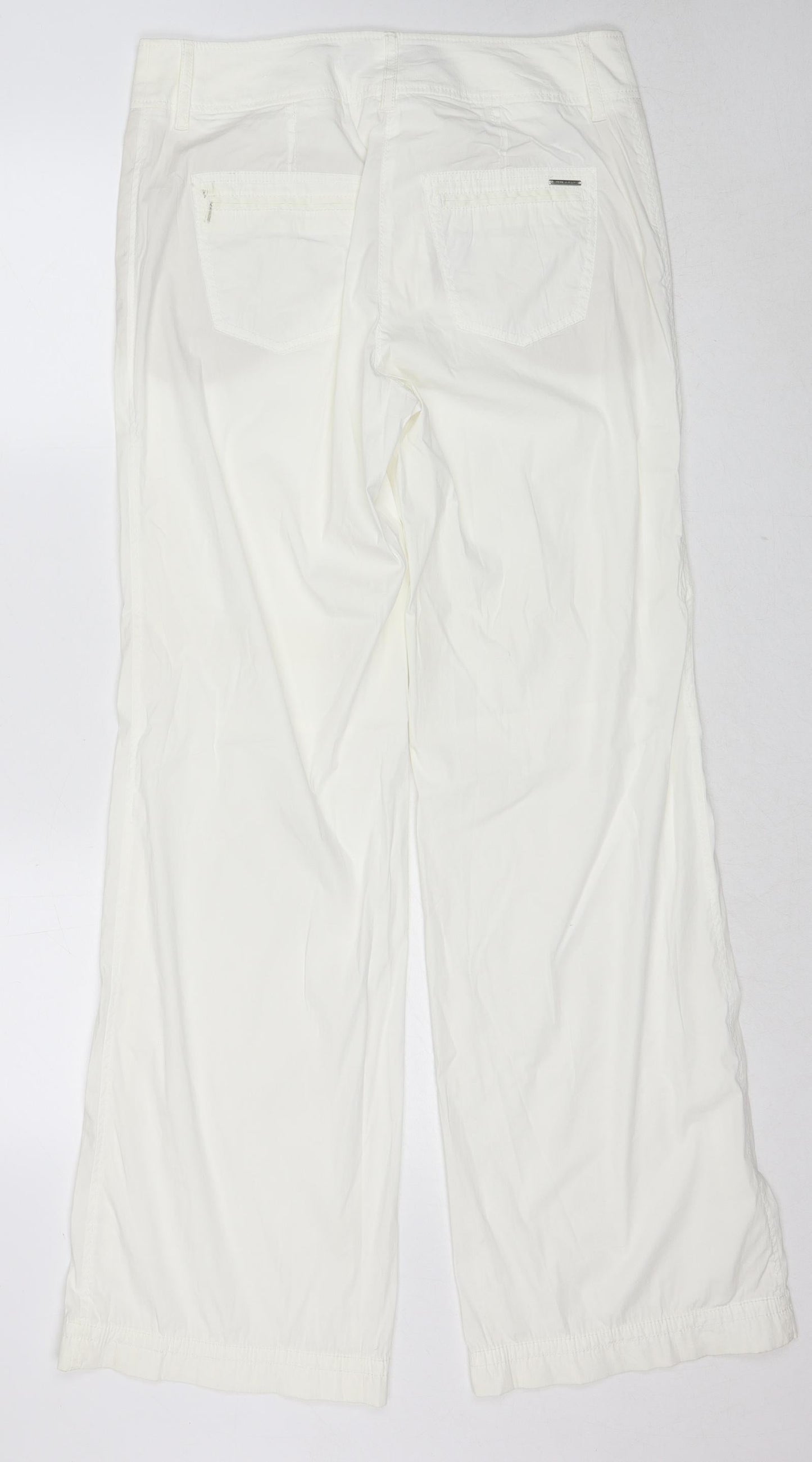 BRAX Womens White Cotton Trousers Size 14 Regular Zip