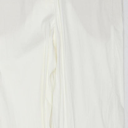 BRAX Womens White Cotton Trousers Size 14 Regular Zip