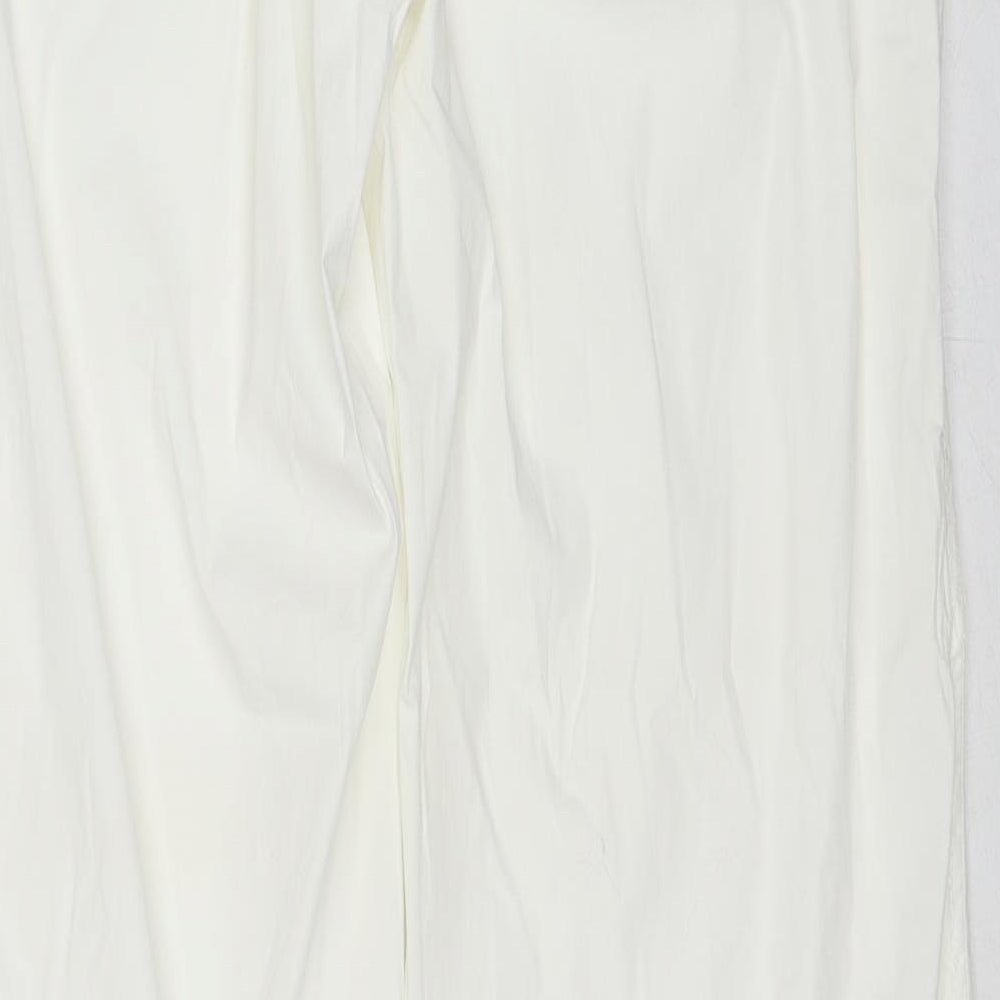 BRAX Womens White Cotton Trousers Size 14 Regular Zip