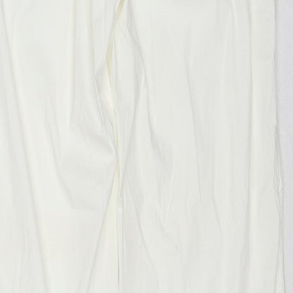 BRAX Womens White Cotton Trousers Size 14 Regular Zip