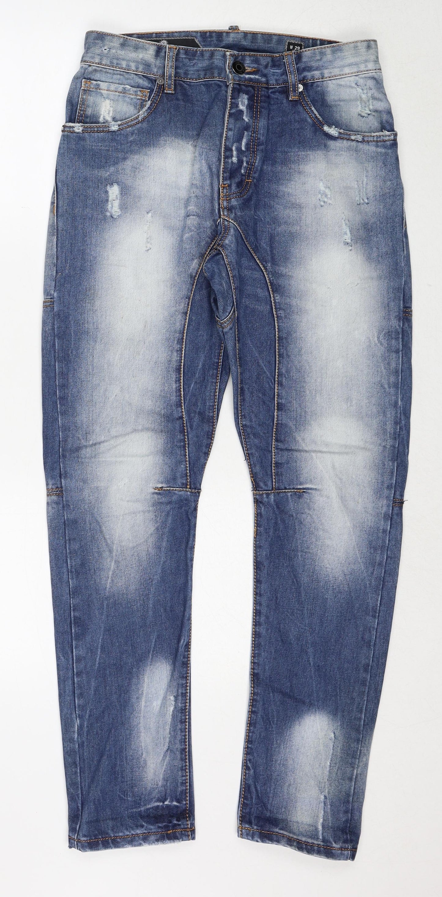 Justing Mens Blue Cotton Straight Jeans Size 29 in Regular Zip