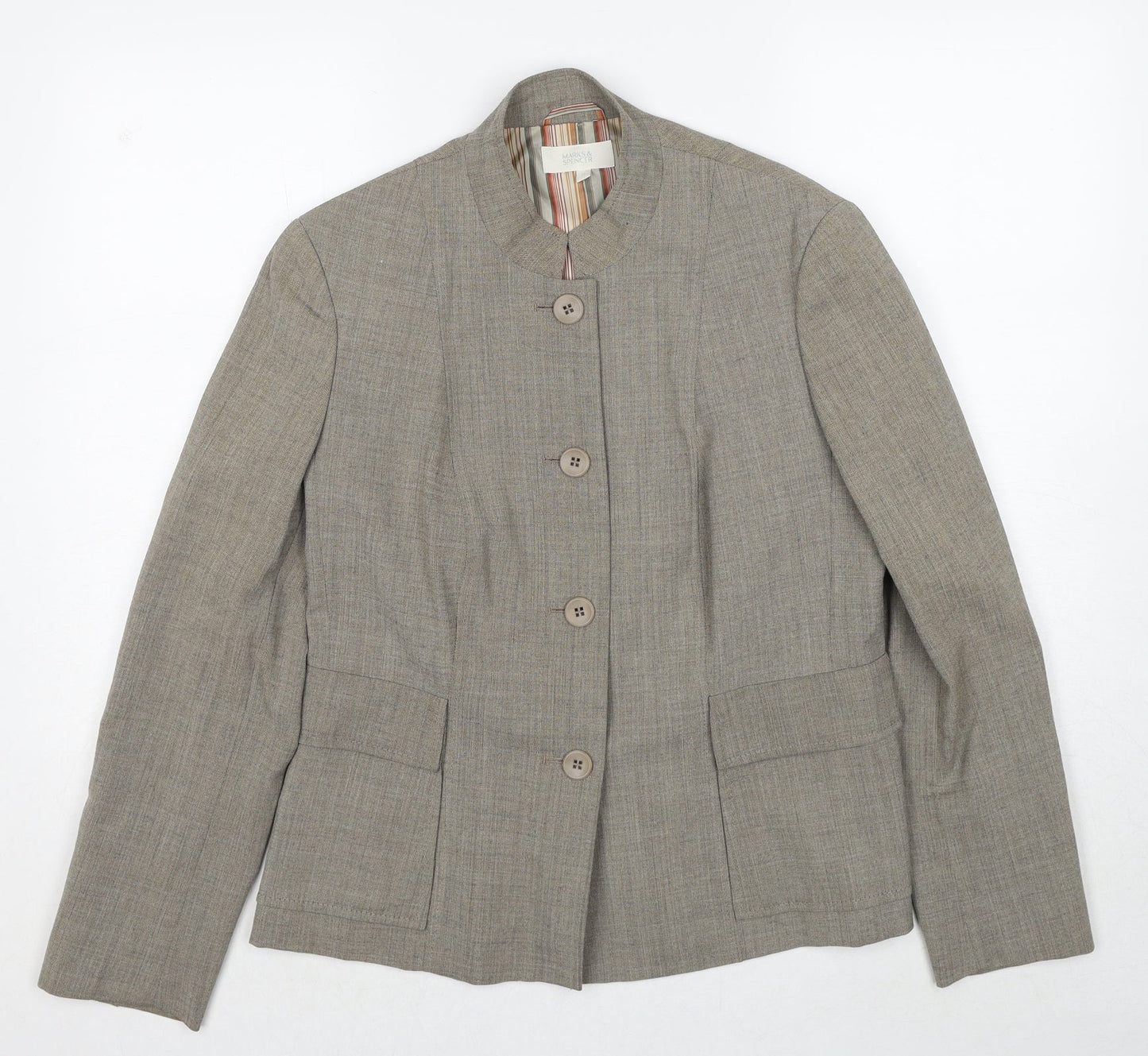 Marks and Spencer Womens Brown Polyester Jacket Blazer Size 14