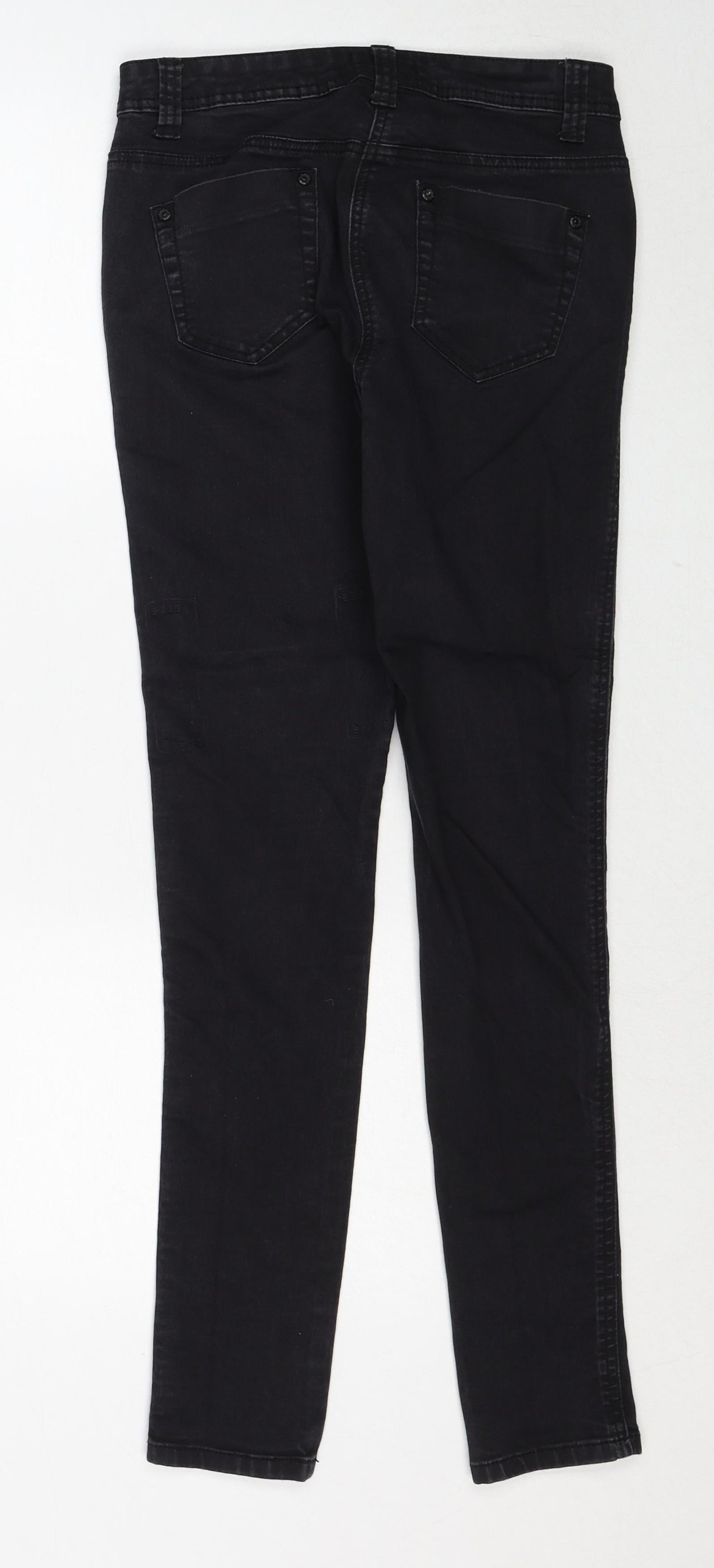 M&Co Womens Black Cotton Skinny Jeans Size 10 Regular Zip