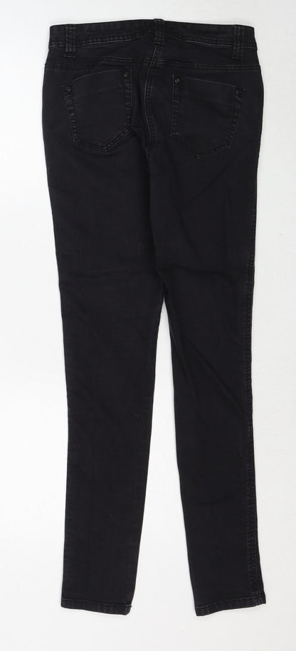 M&Co Womens Black Cotton Skinny Jeans Size 10 Regular Zip