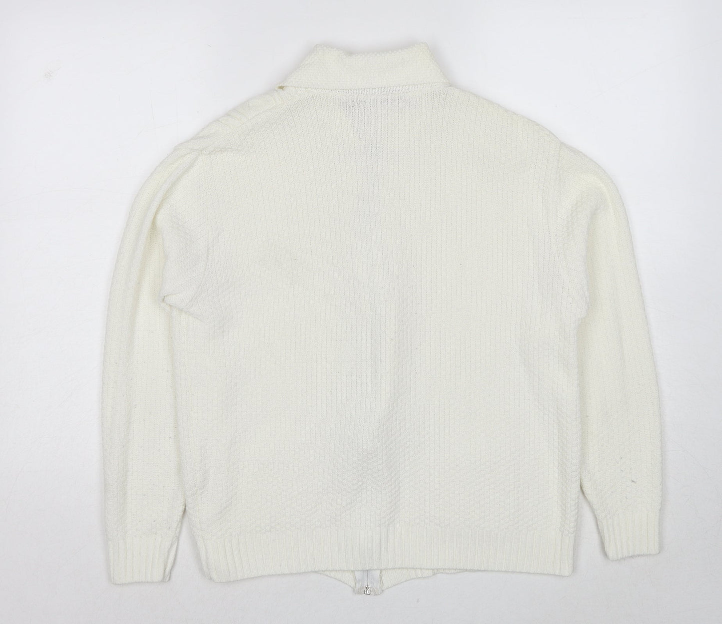 Glimpse Womens White Collared Polyester Full Zip Jumper Size L