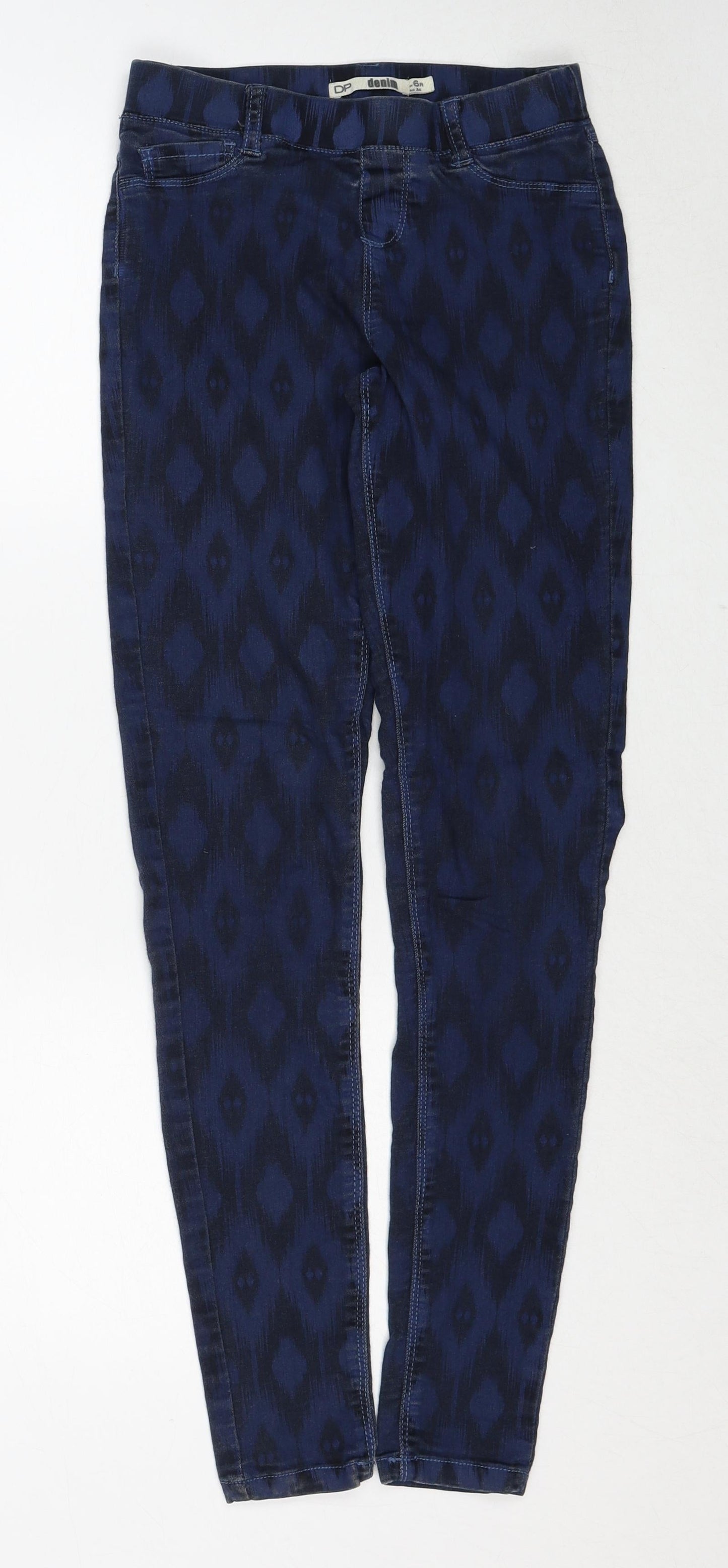 Dorothy Perkins Womens Blue Geometric Cotton Jegging Jeans Size 6 Regular