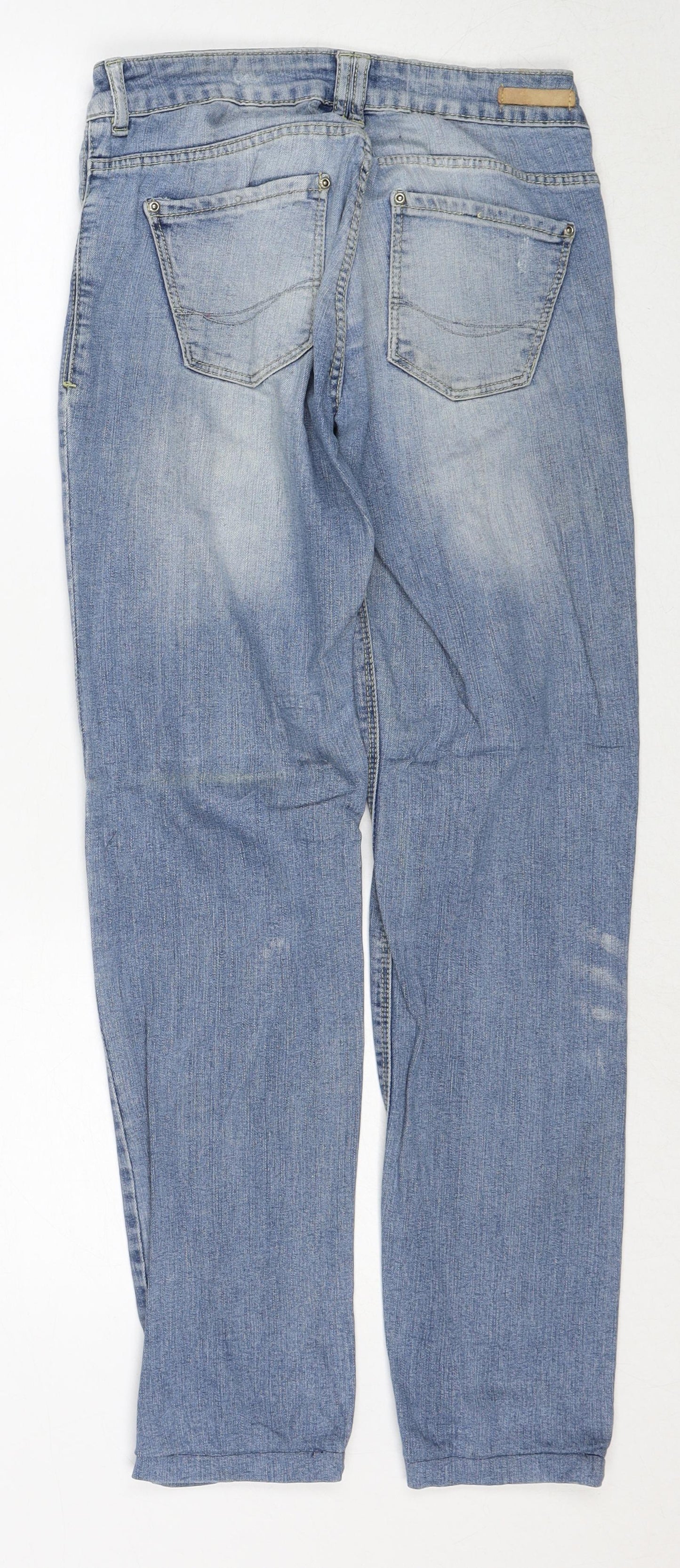 Pull&Bear Womens Blue Cotton Straight Jeans Size 6 Regular Zip
