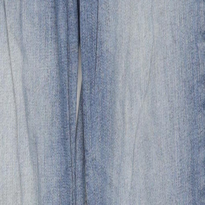 Pull&Bear Womens Blue Cotton Straight Jeans Size 6 Regular Zip