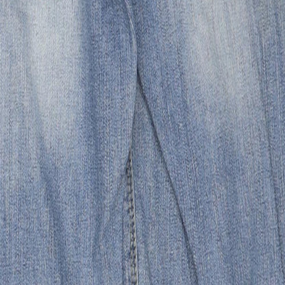 Pull&Bear Womens Blue Cotton Straight Jeans Size 6 Regular Zip