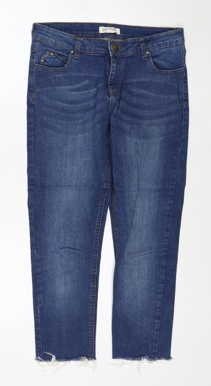 Select Womens Blue Cotton Blend Straight Jeans Size 10 Regular Zip