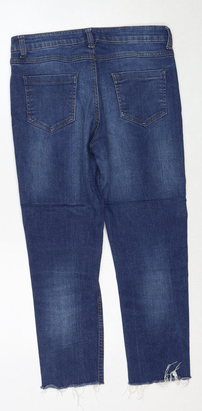Select Womens Blue Cotton Blend Straight Jeans Size 10 Regular Zip