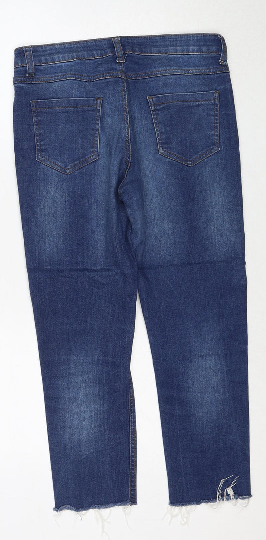 Select Womens Blue Cotton Blend Straight Jeans Size 10 Regular Zip