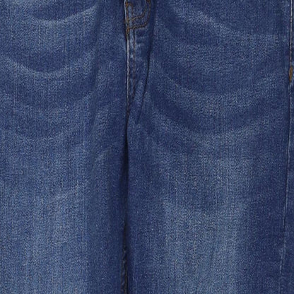 Select Womens Blue Cotton Blend Straight Jeans Size 10 Regular Zip