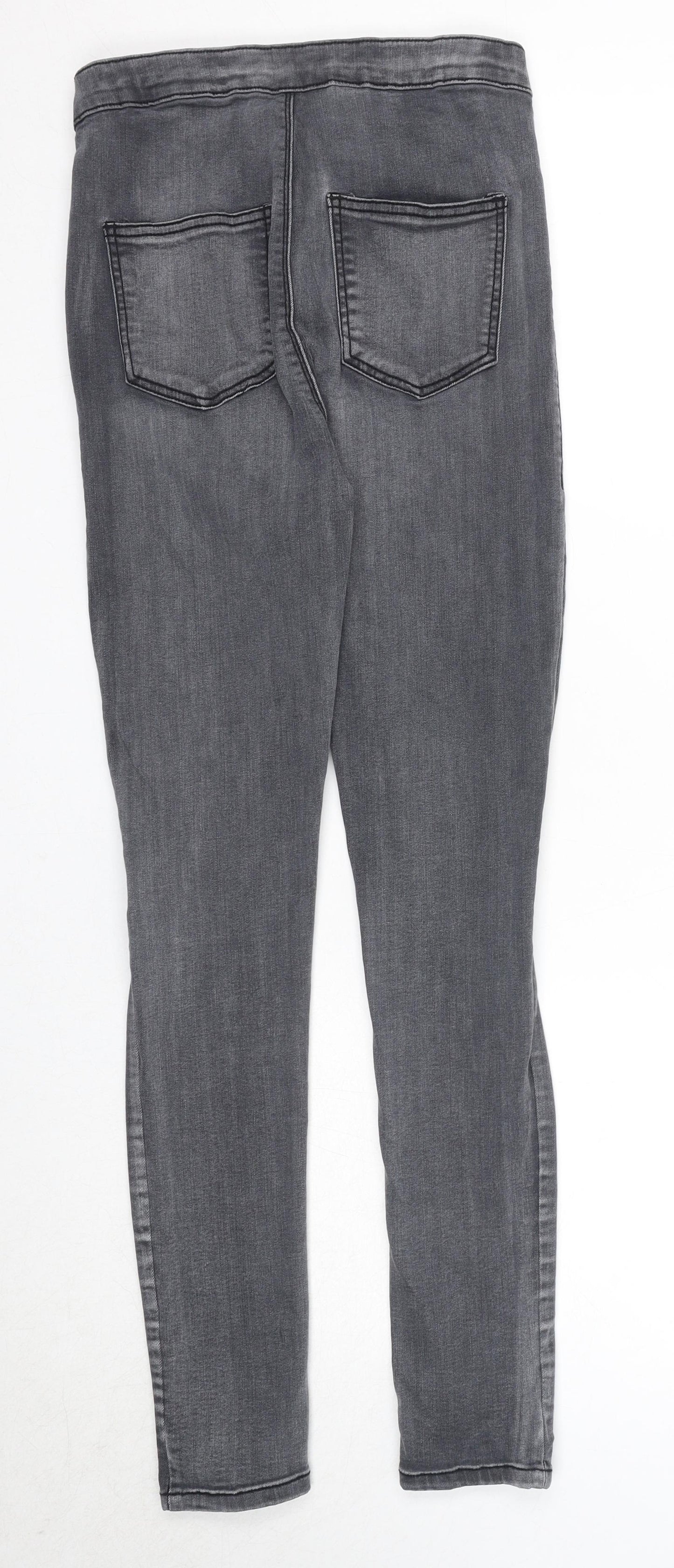 PRETTYLITTLETHING Womens Grey Cotton Skinny Jeans Size 10 Regular Zip
