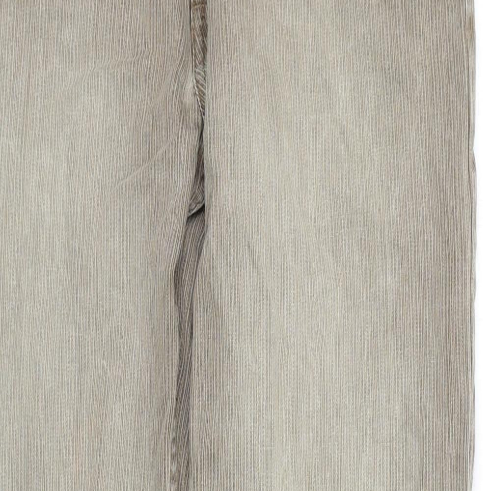 Lot 82 Mens Beige Striped Cotton Trousers Size 30 in Regular Zip