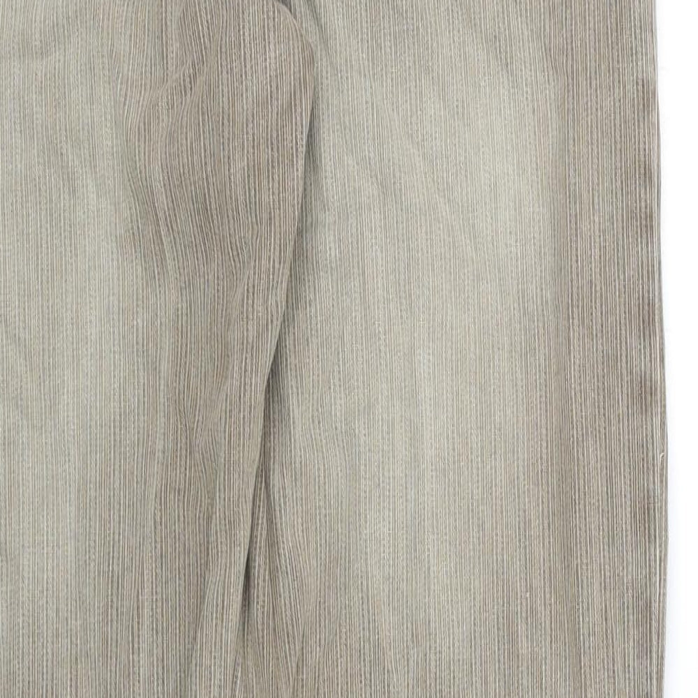 Lot 82 Mens Beige Striped Cotton Trousers Size 30 in Regular Zip