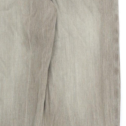 Lot 82 Mens Beige Striped Cotton Trousers Size 30 in Regular Zip