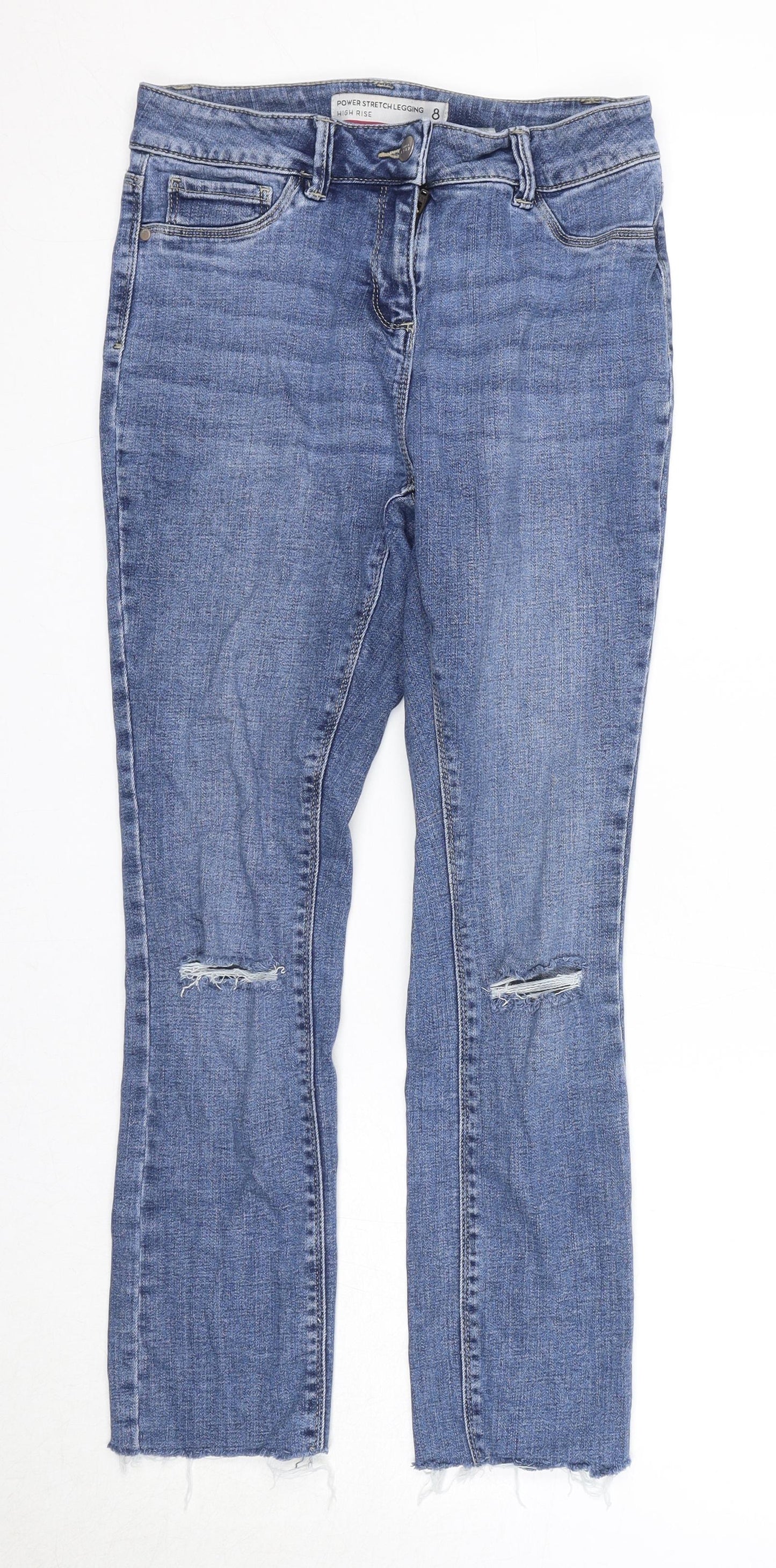 NEXT Womens Blue Cotton Straight Jeans Size 8 Regular Zip