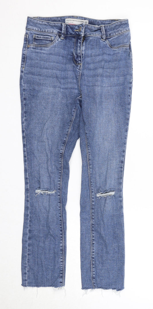 NEXT Womens Blue Cotton Straight Jeans Size 8 Regular Zip