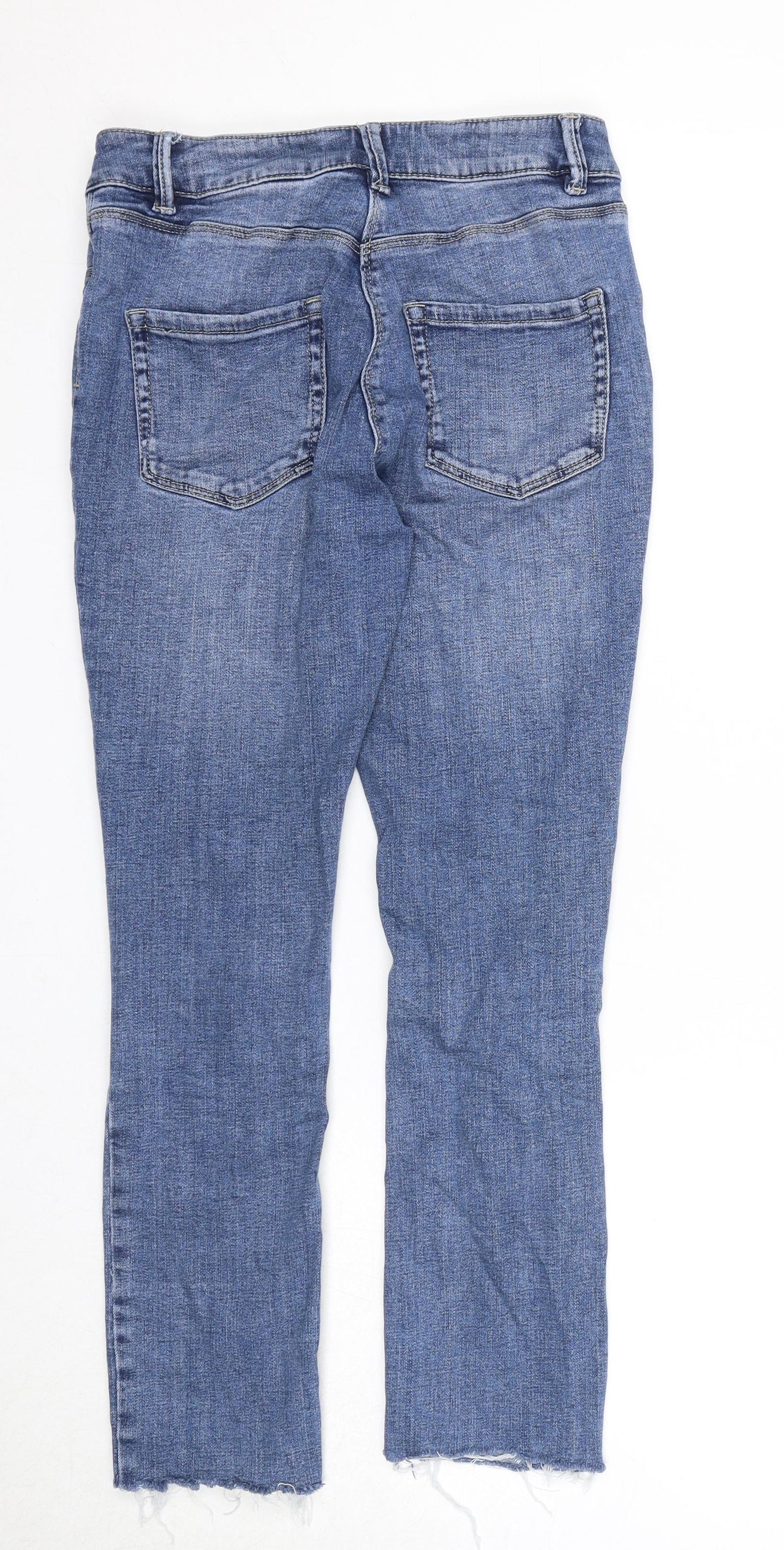 NEXT Womens Blue Cotton Straight Jeans Size 8 Regular Zip