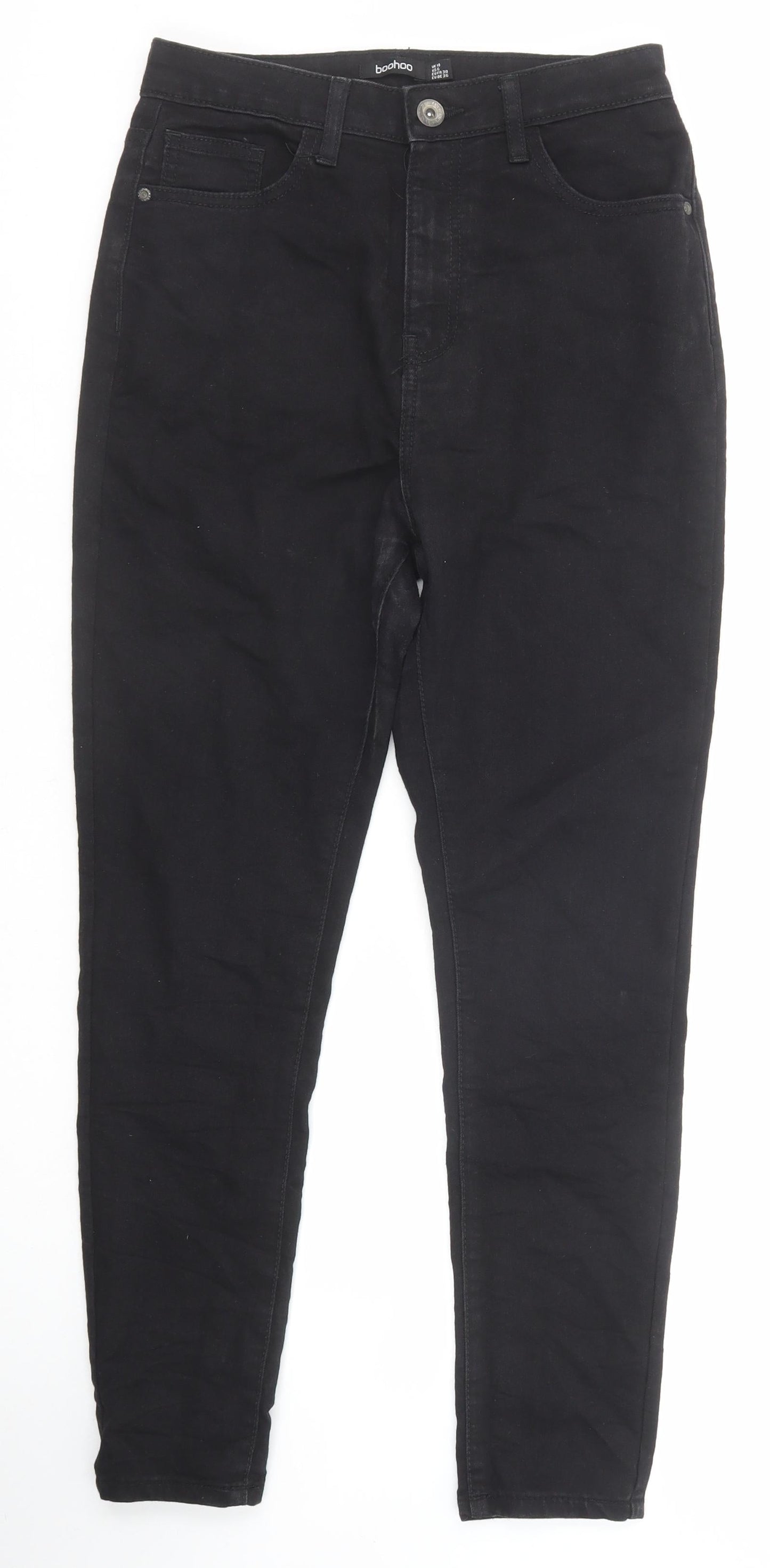 Boohoo Womens Black Cotton Skinny Jeans Size 10 Regular Zip