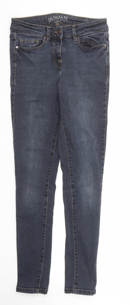 NEXT Womens Blue Cotton Skinny Jeans Size 8 Regular Zip