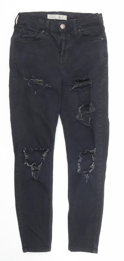 Topshop Womens Black Cotton Skinny Jeans Size 26 in L28 in Regular Zip