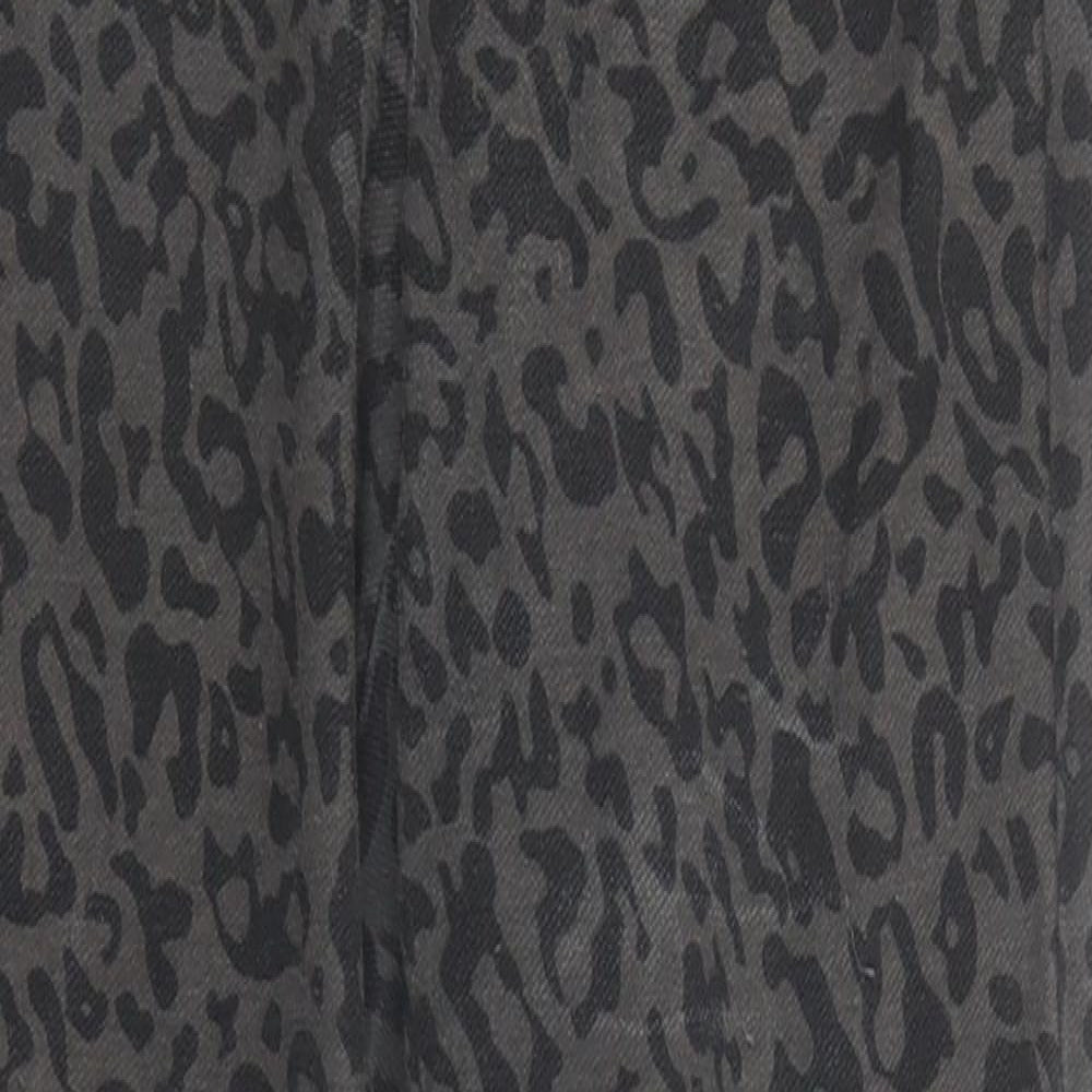 Real Clothing Womens Grey Animal Print Polyester Skinny Jeans Size S Regular Zip - Leopard Pattern