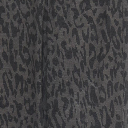 Real Clothing Womens Grey Animal Print Polyester Skinny Jeans Size S Regular Zip - Leopard Pattern