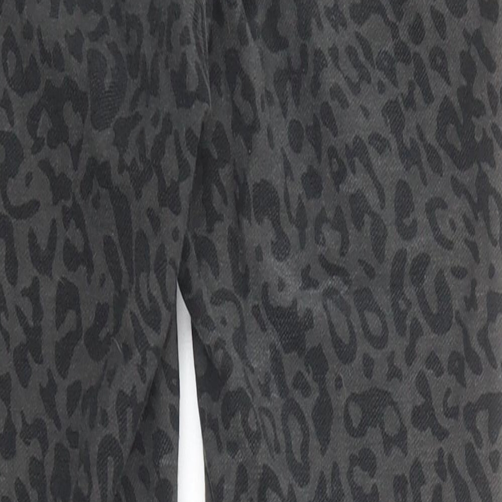 Real Clothing Womens Grey Animal Print Polyester Skinny Jeans Size S Regular Zip - Leopard Pattern